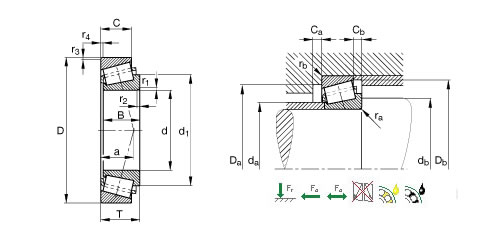 NTN31328XU圆锥滚子轴承平面图