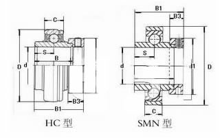 NSKUKP207+H2307X带座外球面球轴承平面图