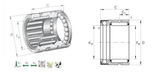 INAZARF40100TN滚针组合轴承平面图